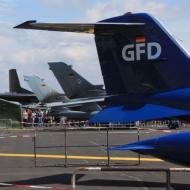 Heckansicht - Learjet, zweimal Tornado und Transall