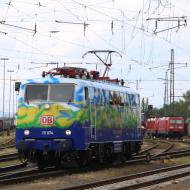 111 074 von DB Gebrauchtzug (es gab damals nur eine 103 und zwei 218er in diesen Design) - DB Museum Koblenz: Sommerfest 2022 (25.6.2022)